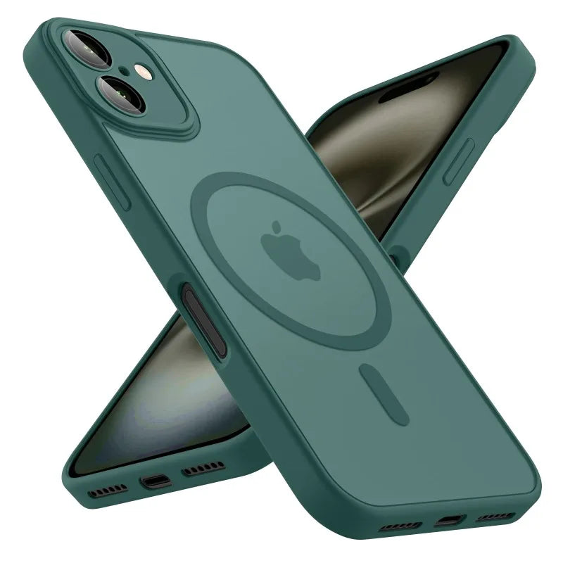 Luxury Frosted Phone Case For iPhone 17 16 15 14 13 12 11 Pro Max 16 15 Plus 17 Air For Magsafe Matte Transparent Magnetic Cover