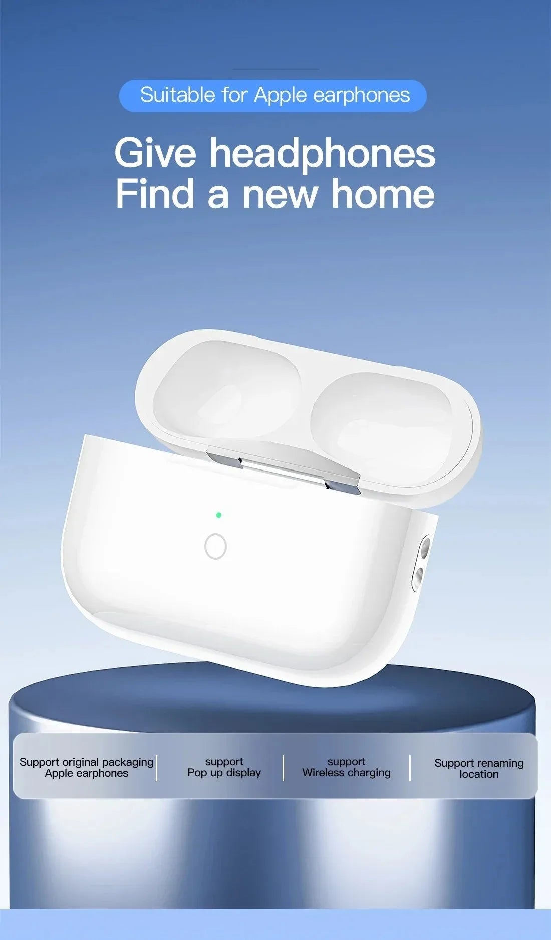 Replacement Wireless Charging Box Case For Airpods 4 3 2 1Bluetooth-Compatible Airpods Pro 1 2 Charger Case Earphone Accessories