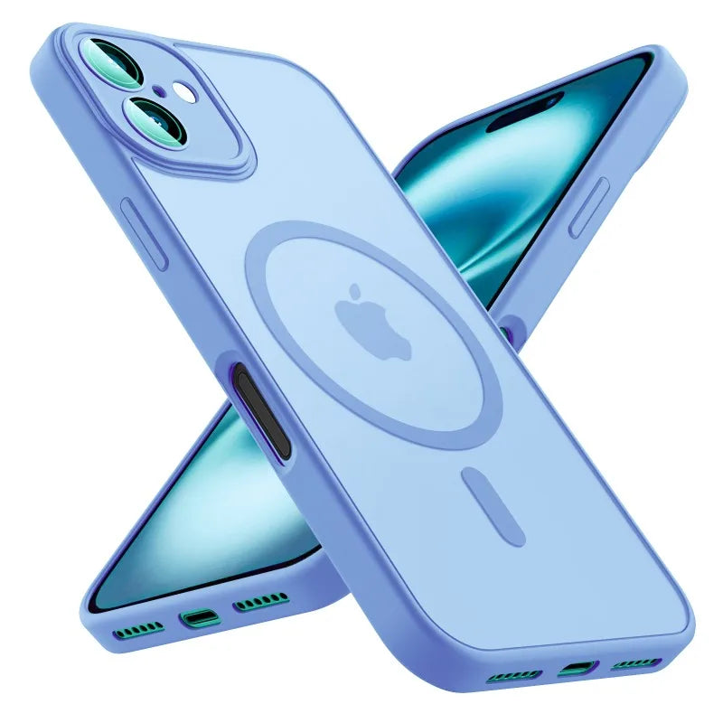 Luxury Frosted Phone Case For iPhone 17 16 15 14 13 12 11 Pro Max 16 15 Plus 17 Air For Magsafe Matte Transparent Magnetic Cover