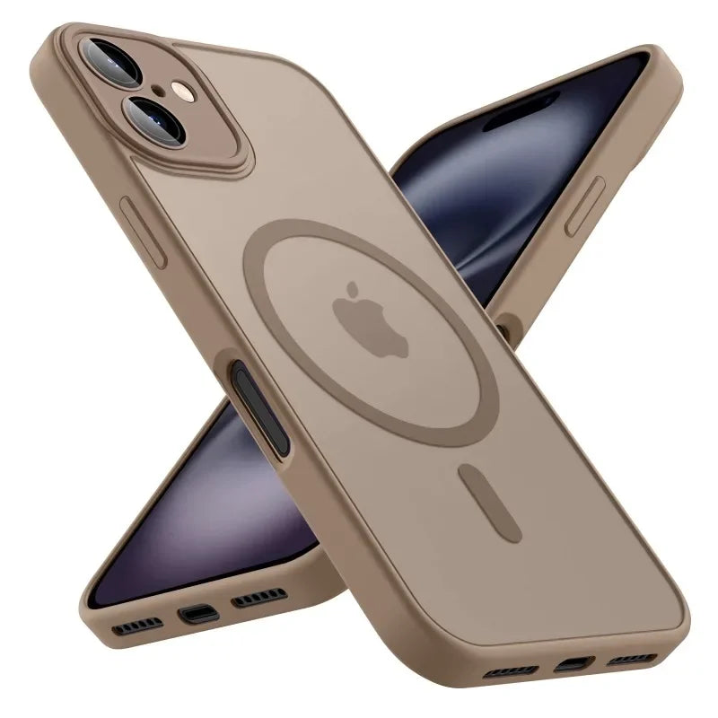 Luxury Frosted Phone Case For iPhone 17 16 15 14 13 12 11 Pro Max 16 15 Plus 17 Air For Magsafe Matte Transparent Magnetic Cover