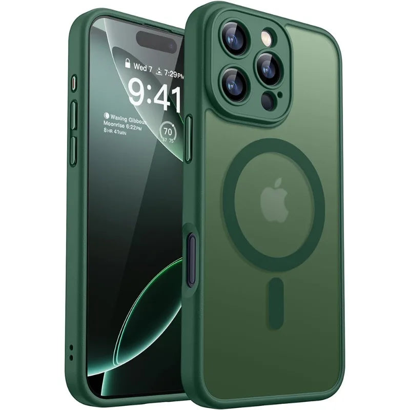 Luxury Frosted Phone Case For iPhone 17 16 15 14 13 12 11 Pro Max 16 15 Plus 17 Air For Magsafe Matte Transparent Magnetic Cover