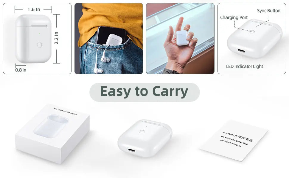 Replacement Wireless Charging Box Case For Airpods 4 3 2 1Bluetooth-Compatible Airpods Pro 1 2 Charger Case Earphone Accessories