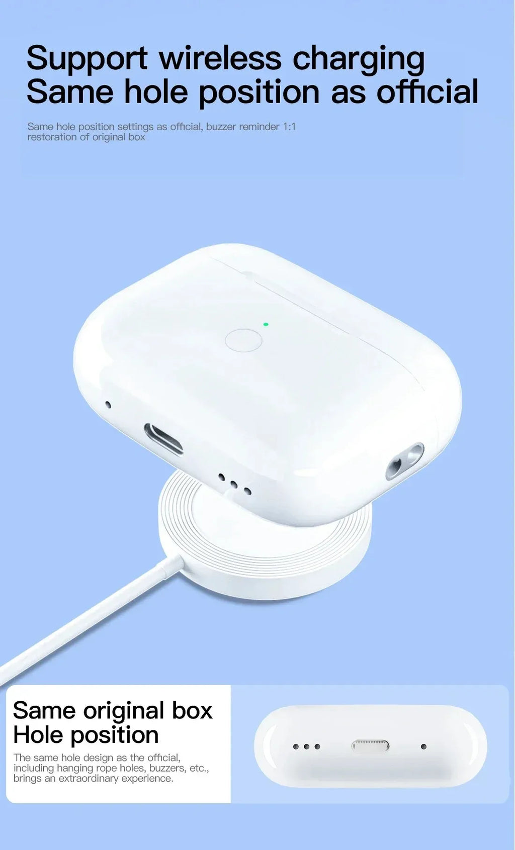 Replacement Wireless Charging Box Case For Airpods 4 3 2 1Bluetooth-Compatible Airpods Pro 1 2 Charger Case Earphone Accessories